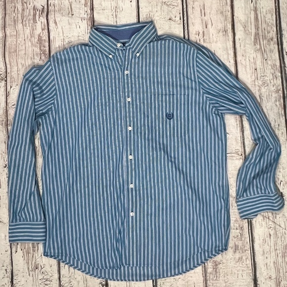 Mens Chaps Easy Care Striped Button Down Long Sleeve Casual Shirt - Picture 1 of 5